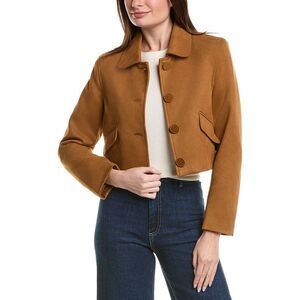 English Factory Womens  Cropped Faux-Suede Jacket, Tan